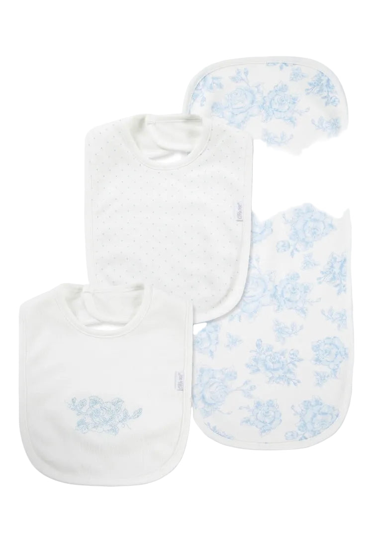 Blue Roses Bib and Burp Set