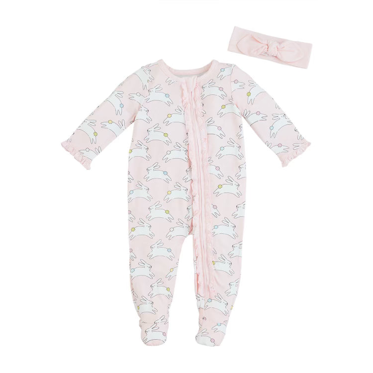 pink bunny sleeper with headband