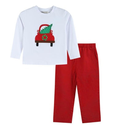 Christmas tree in truck pant set