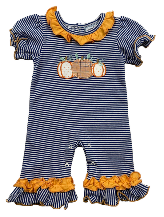 pumpkin appliqué girl romper