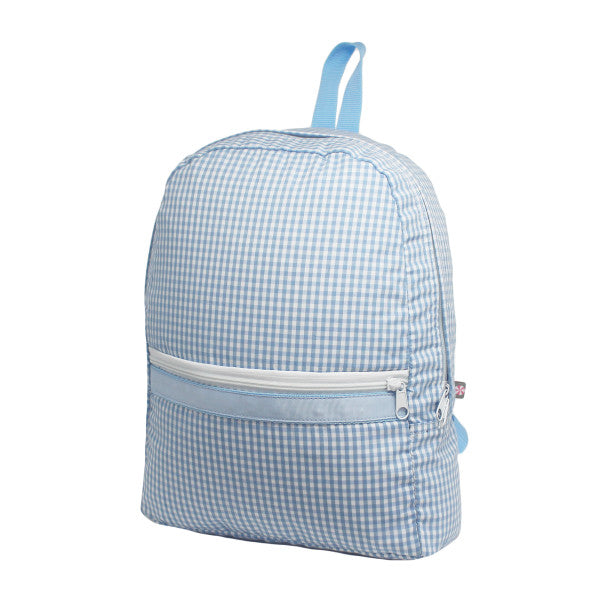 Baby blue gingham medium backpack