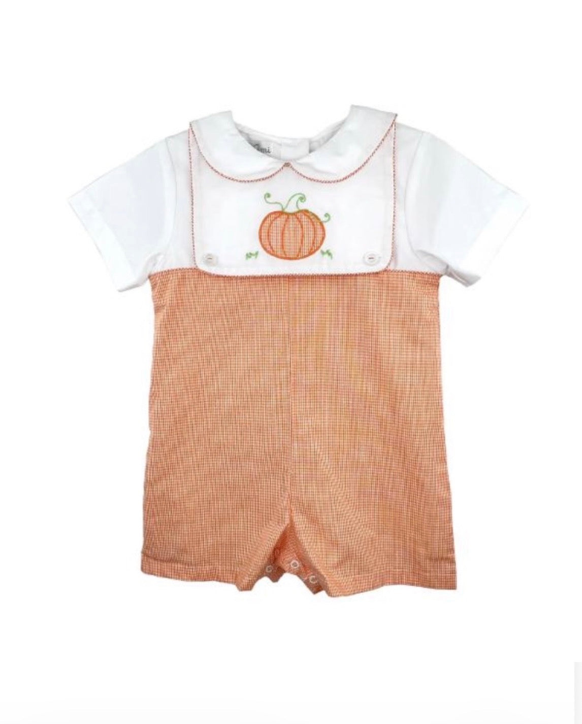 Romper W/ Removable  Bib: Excavator and Pumpkin