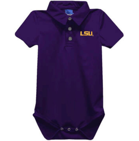 LSU Embroidered Purple Polo Onesie