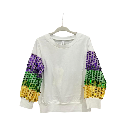 Mardi Gras Sequin Sleeve Sweatshirt