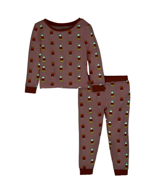 Pink candy corn glow in dark pajama