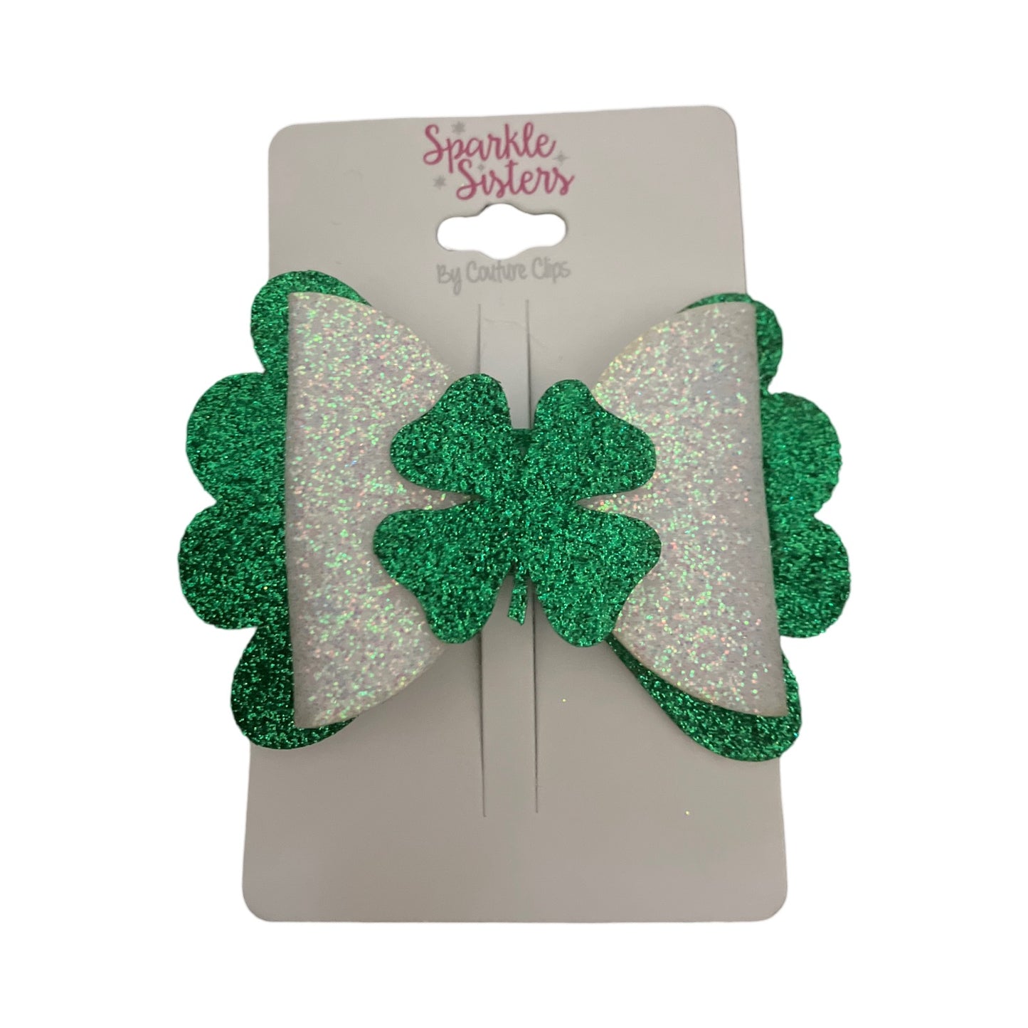 Glitter Leather St. Patty bow