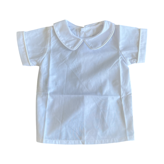 White Short Sleeve Peter Pan Short