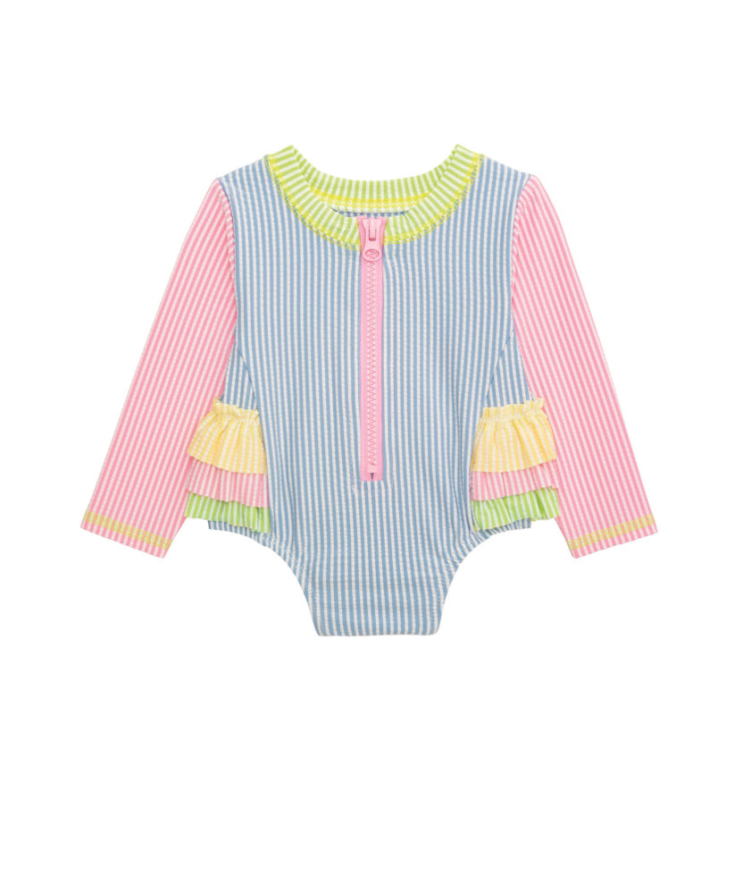 Ruffle Seersucker One-Piece Rash Guard