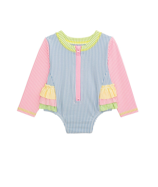 Ruffle Seersucker One-Piece Rash Guard