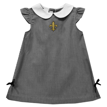 Embroidered Fleur De Lis A Line Dress