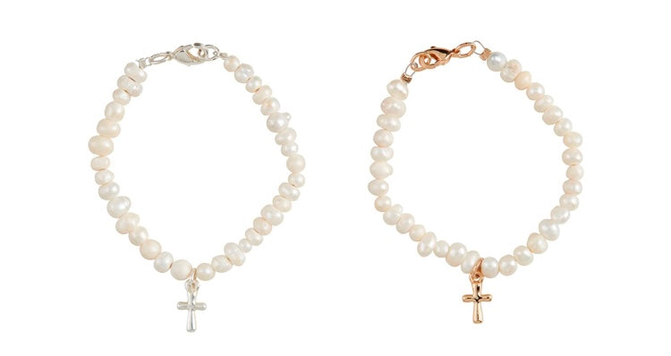 Pearl Beaded Cross Bracelet