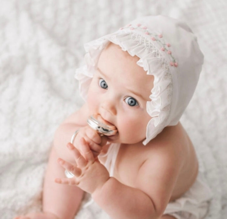 Rose Garden Pink  Smocked Bonnet