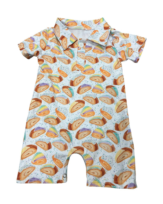 King Cake Slice Polo Romper