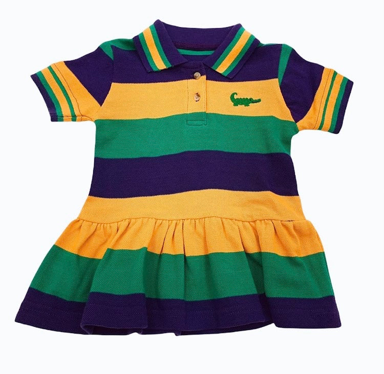 Mardi Gras Striped Polo Dress