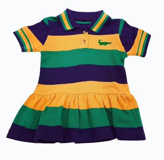 Mardi Gras Striped Polo Dress