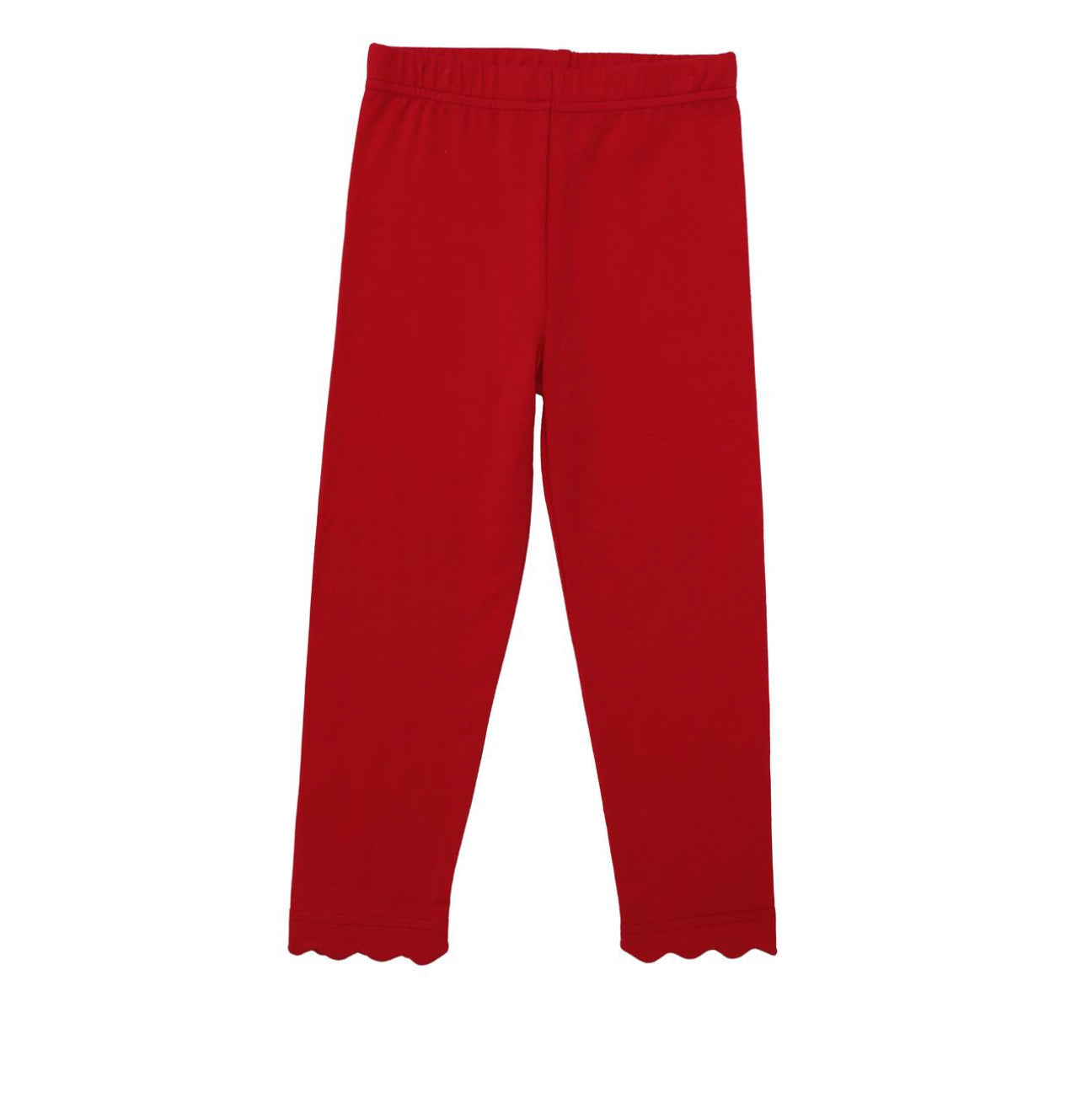 Red scallop leggings