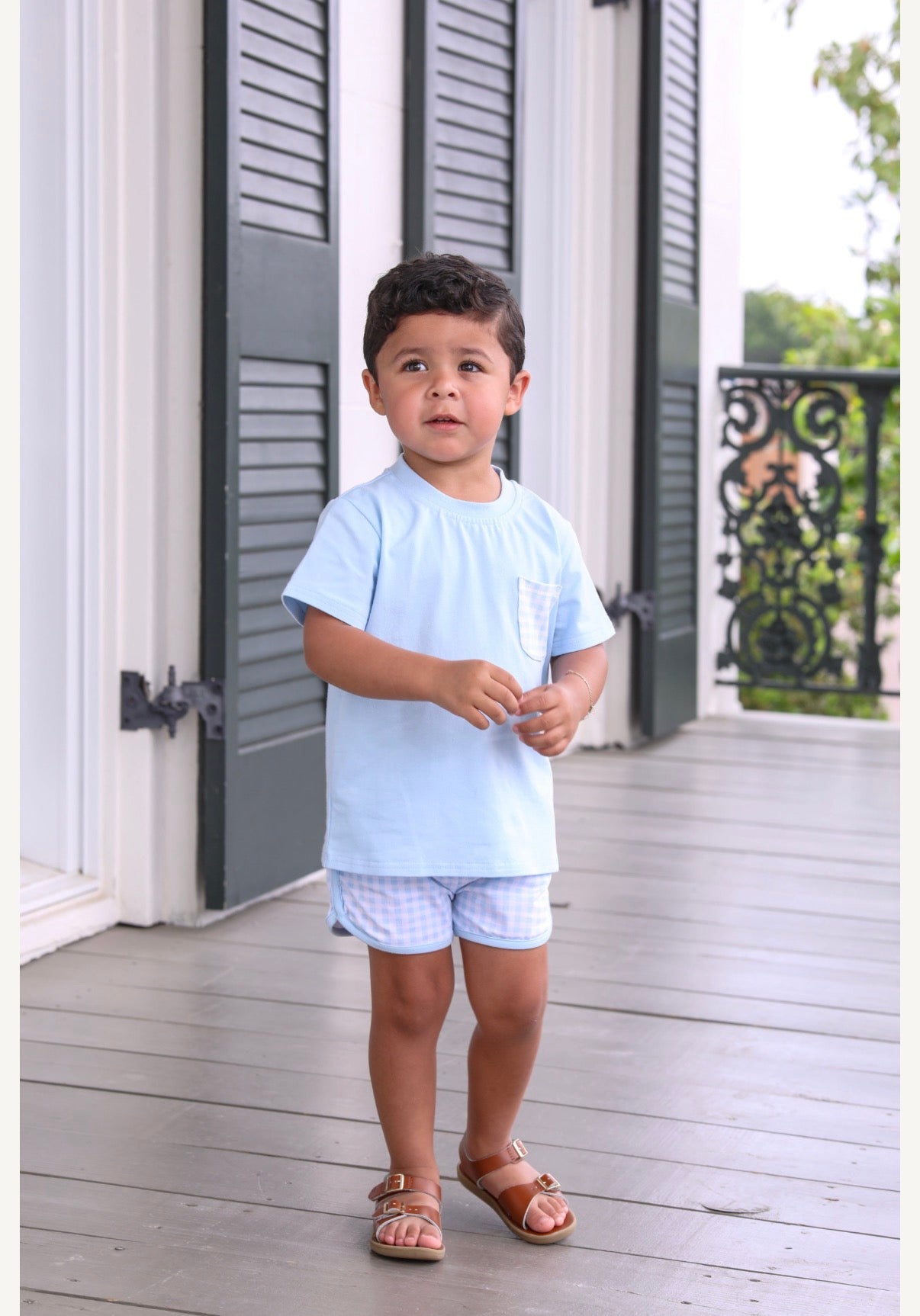 Madden Light Blue Gingham Short Set