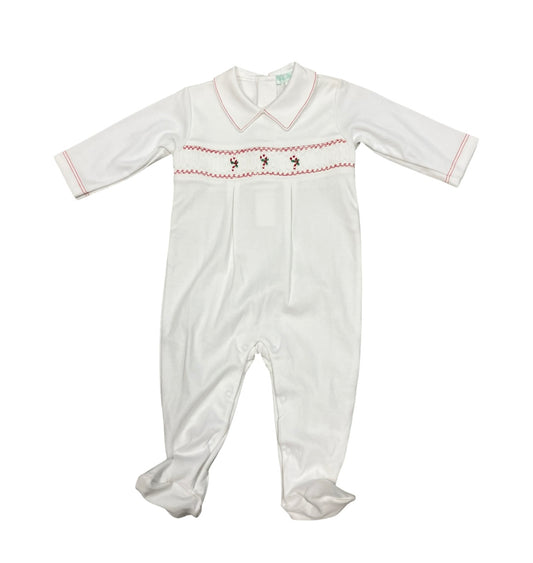Pima Smocked Candy Cane Footie