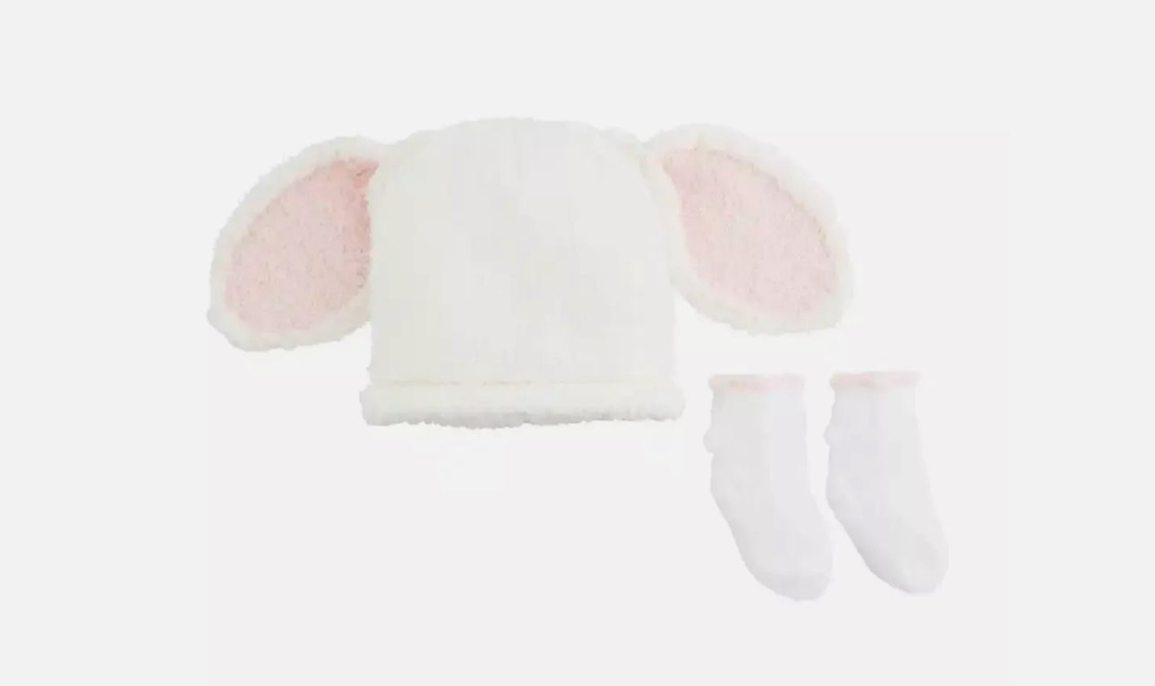 pink bunny hat and sock set