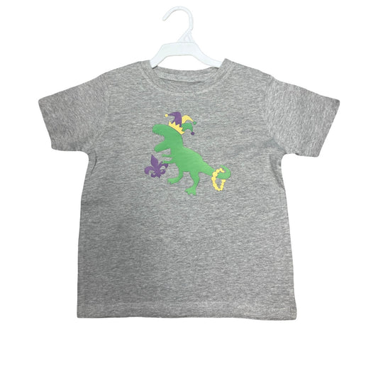 Dark Grey Mardi Gras Dino Shirt