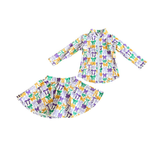 Mardi Gras Athletic Bow Skort Set