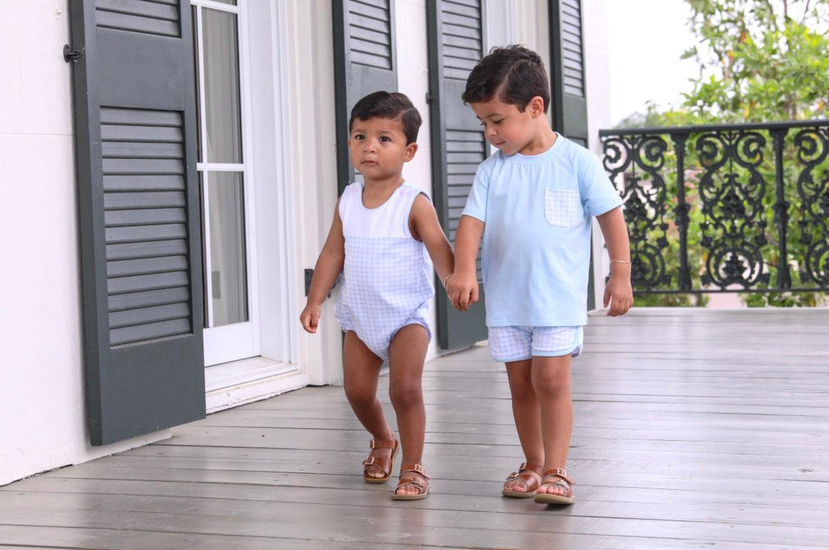 Madden Light Blue Gingham Short Set