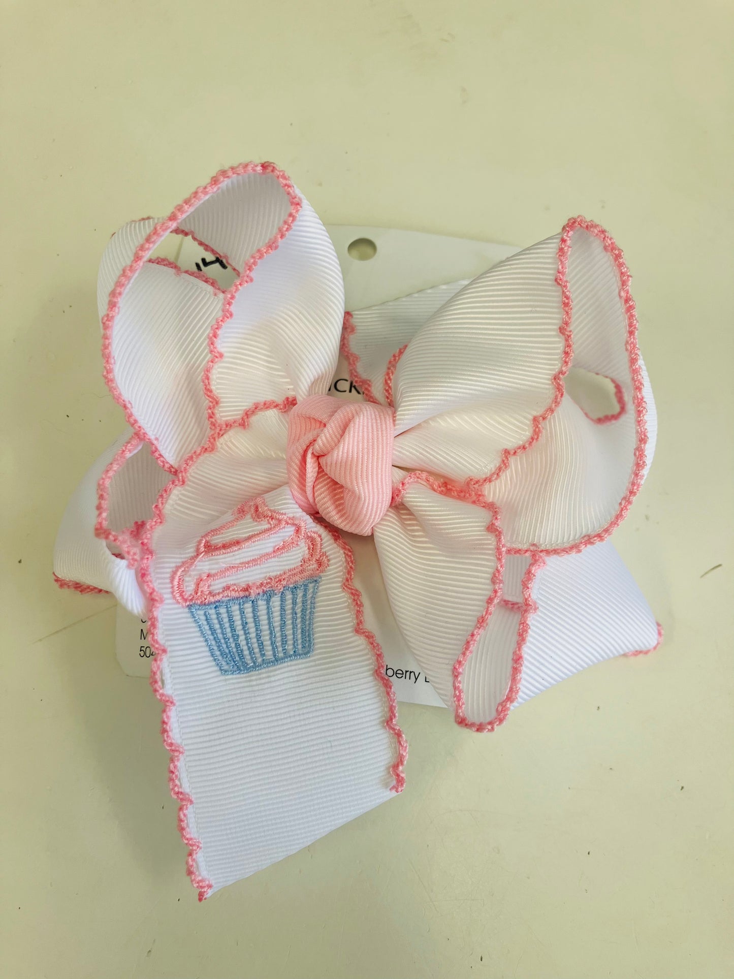 light pink monogram cupcake bow