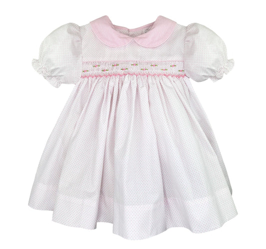 Pink dress/blmr with corded smocking