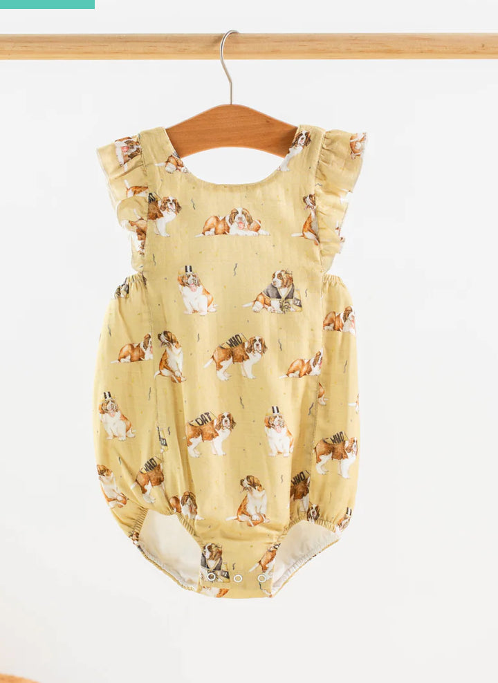 Louisiana saints pup muslin sunsuit