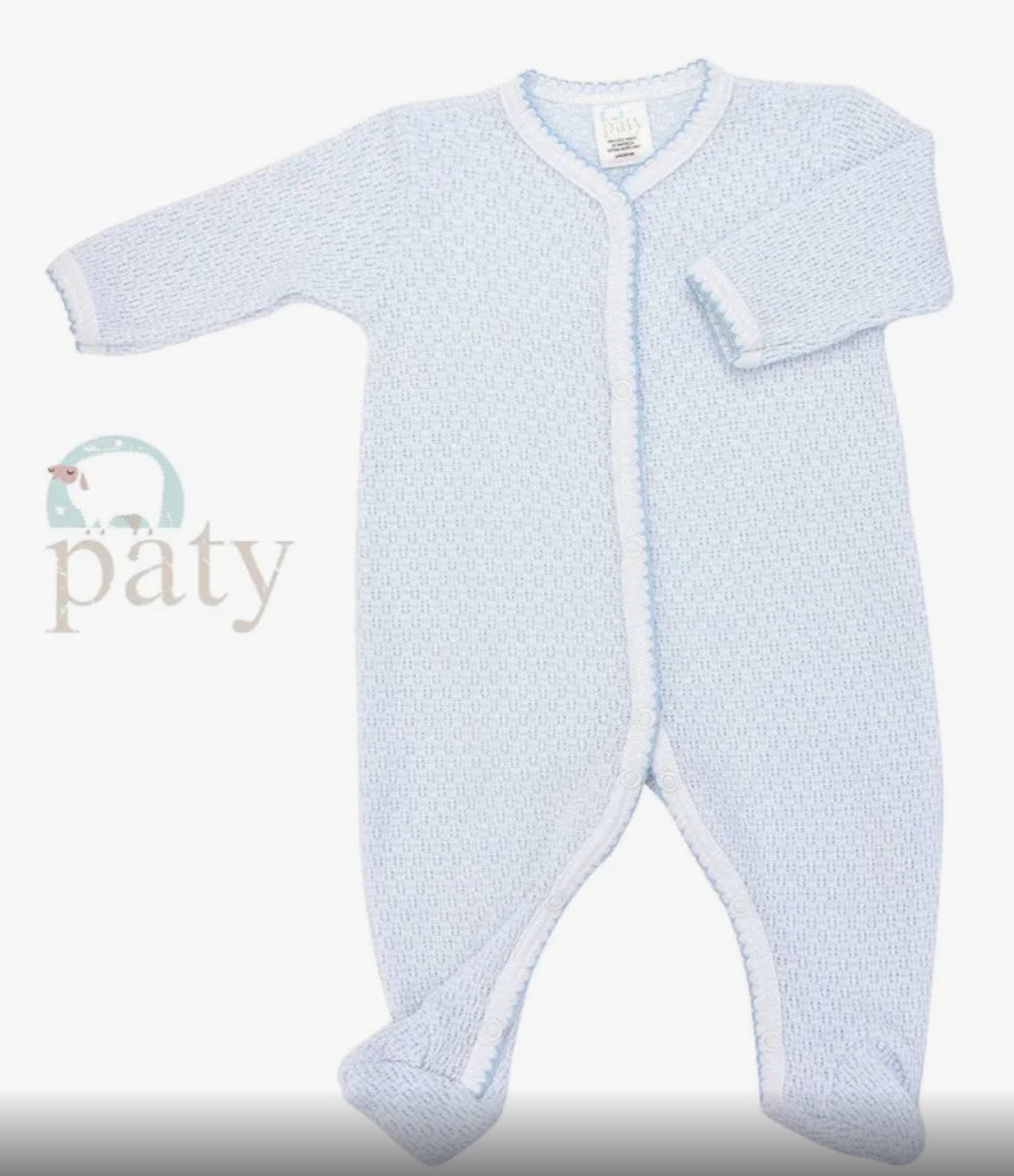 solid blue paty footie