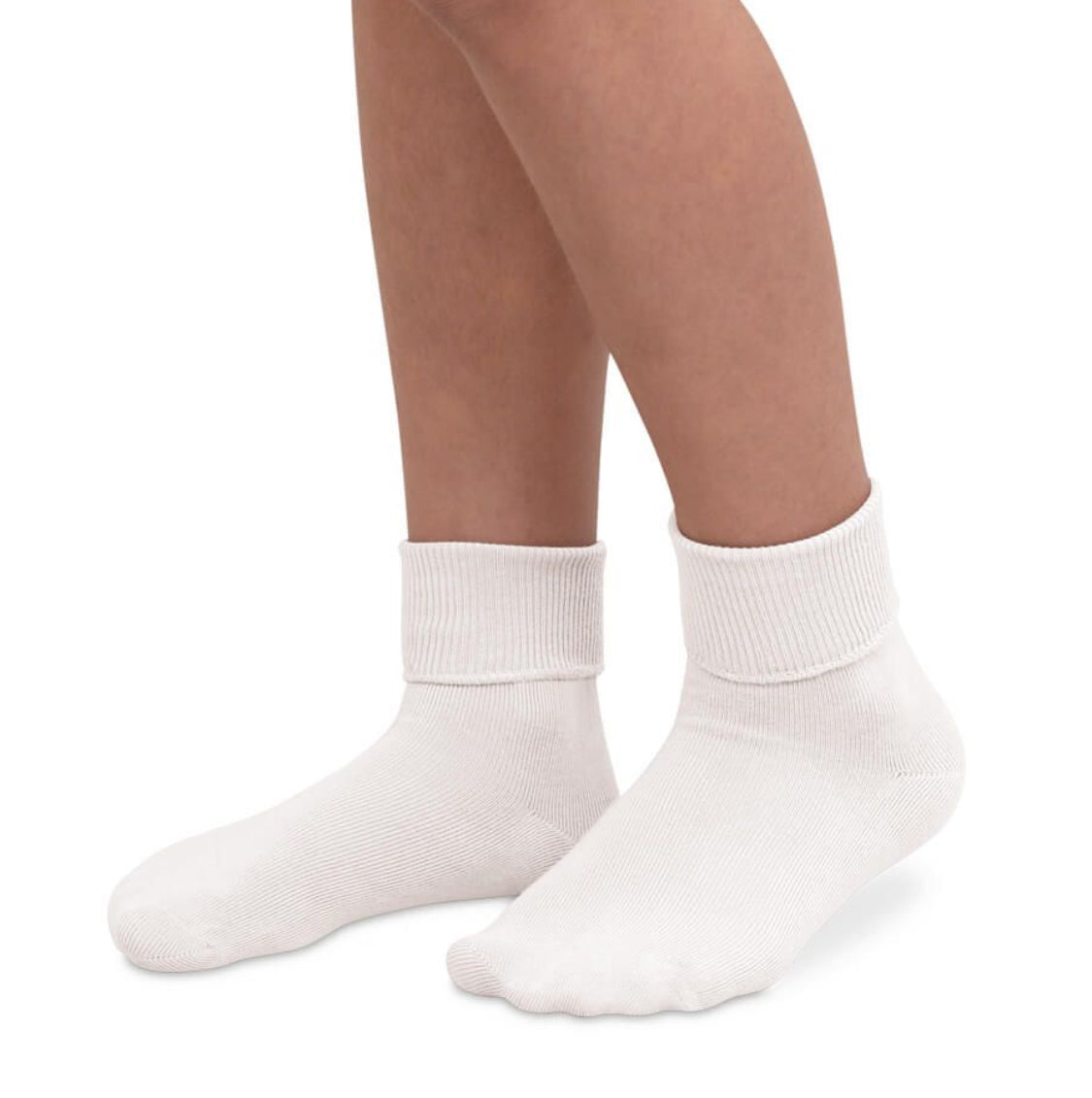white turn cuff smooth toe socks one pair
