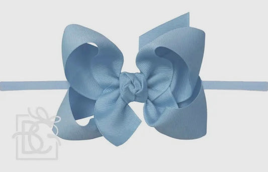 French Blue Headband with Grosgrain Bow