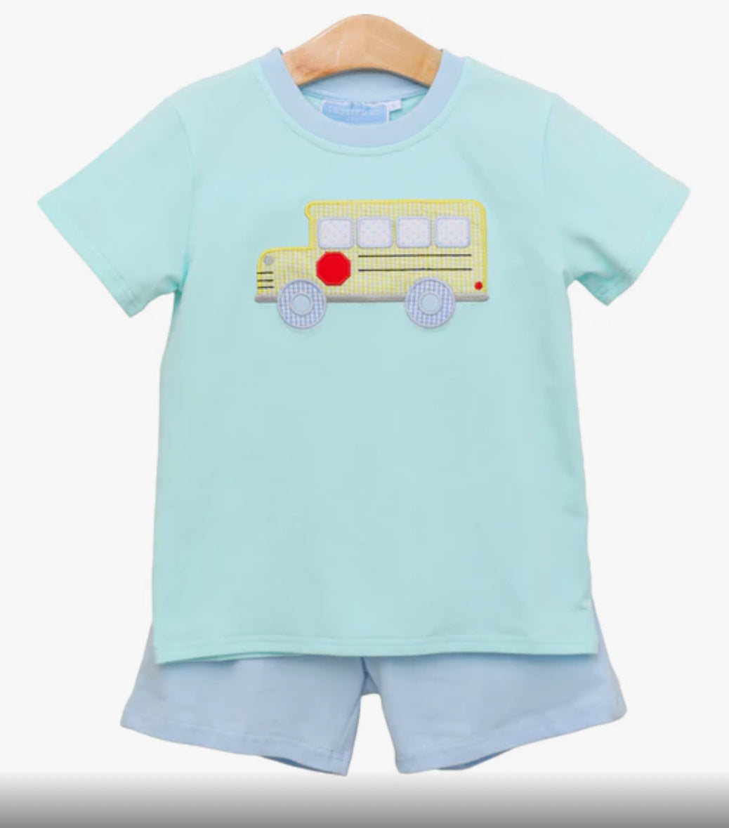 Boy school bus short set