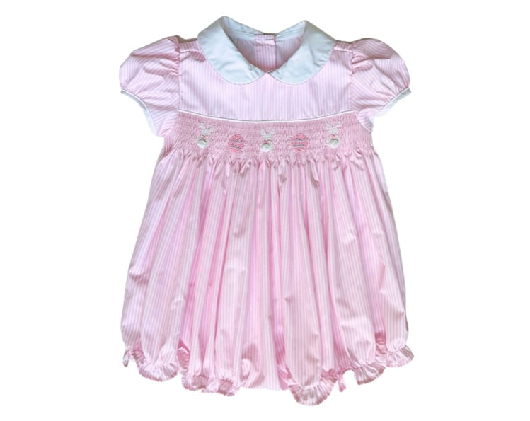 Light pink smocked bunny bubble