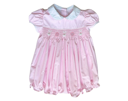 Light pink smocked bunny bubble