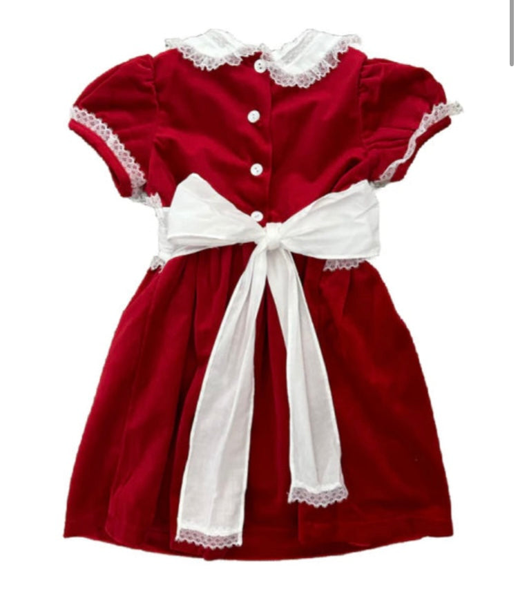 Red Velvet Dress With Lace