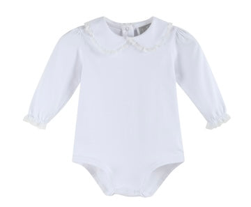White Lace Trim Long Sleeve Peter Pan Onsie