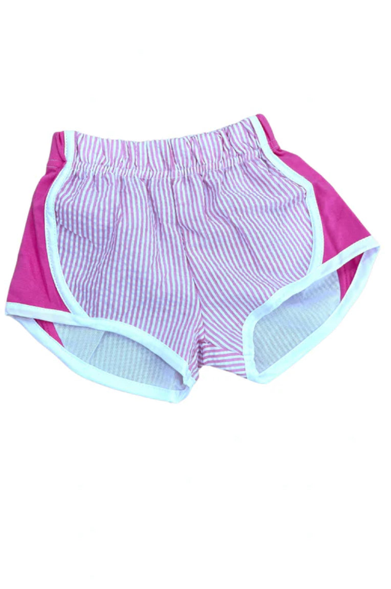 hot pink seersucker wind shorts