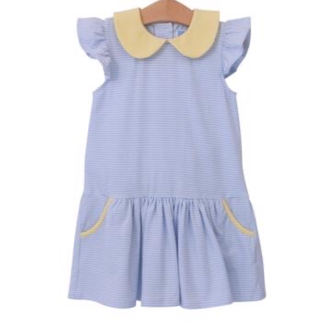 genevieve light blue stripe & yellow dress