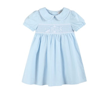 Light Blue Nativity Smocked Christmas Dress