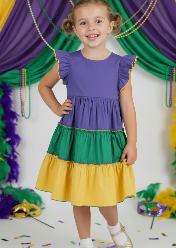 Purple, Green, and Yellow Mardi Gras Dress