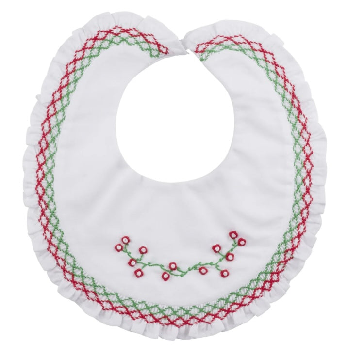 Feltman Smocked Ruffle Holiday Bib