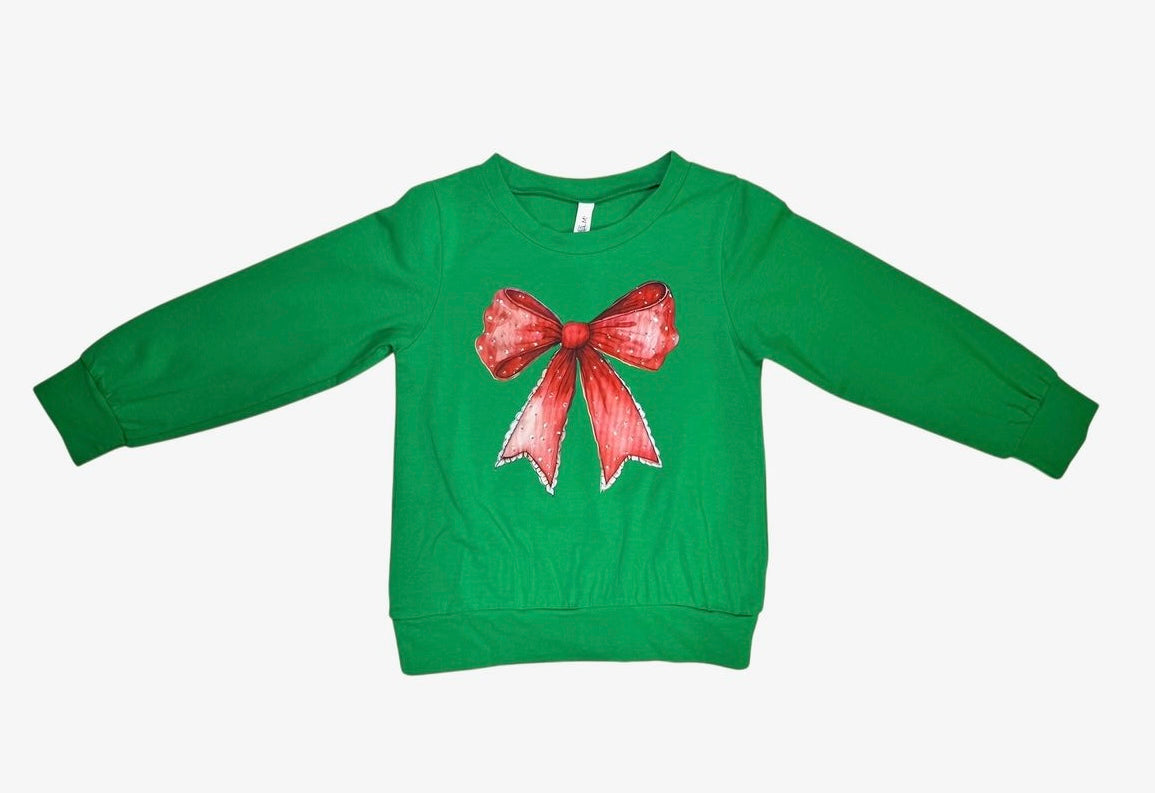 Rhinestone Bow Holiday Sweatshirtn