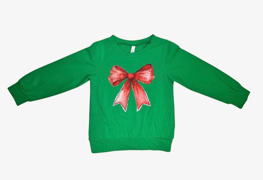 Rhinestone Bow Holiday Sweatshirtn
