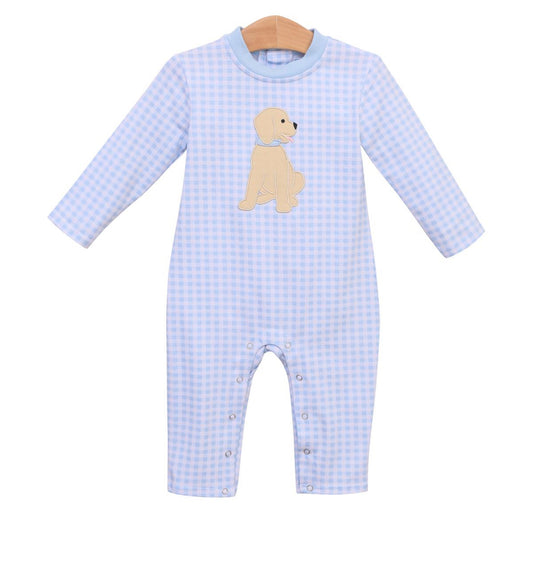 Puppy blue romper