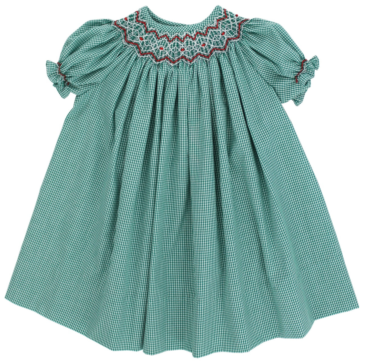 Christmas Geometric Green Bishop Dress