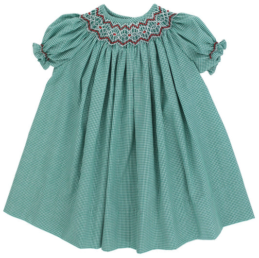 Christmas Geometric Green Bishop Dress