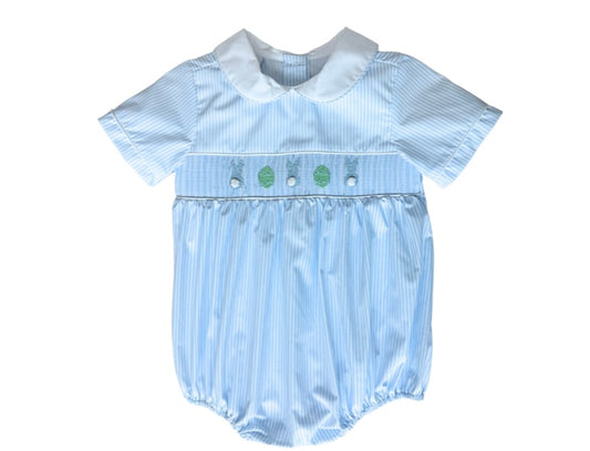 Light blue smocked bunny bubble