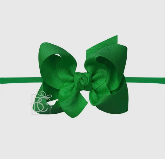 Emerald Green Headband with Grosgrain bow