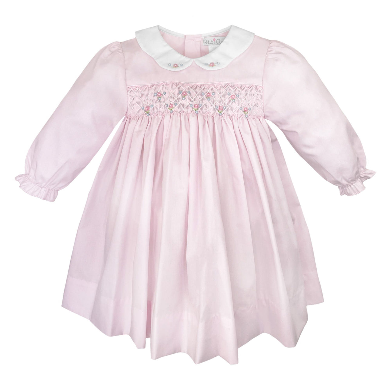 Dress/bloomer fully smocked with petal collar